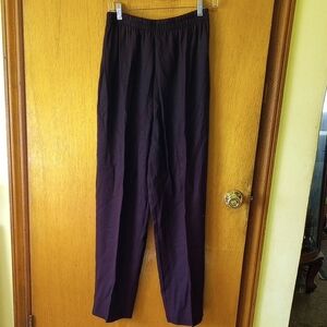 ED Michaels Size 8 Dark Burgundy Pants with Elastic Waist